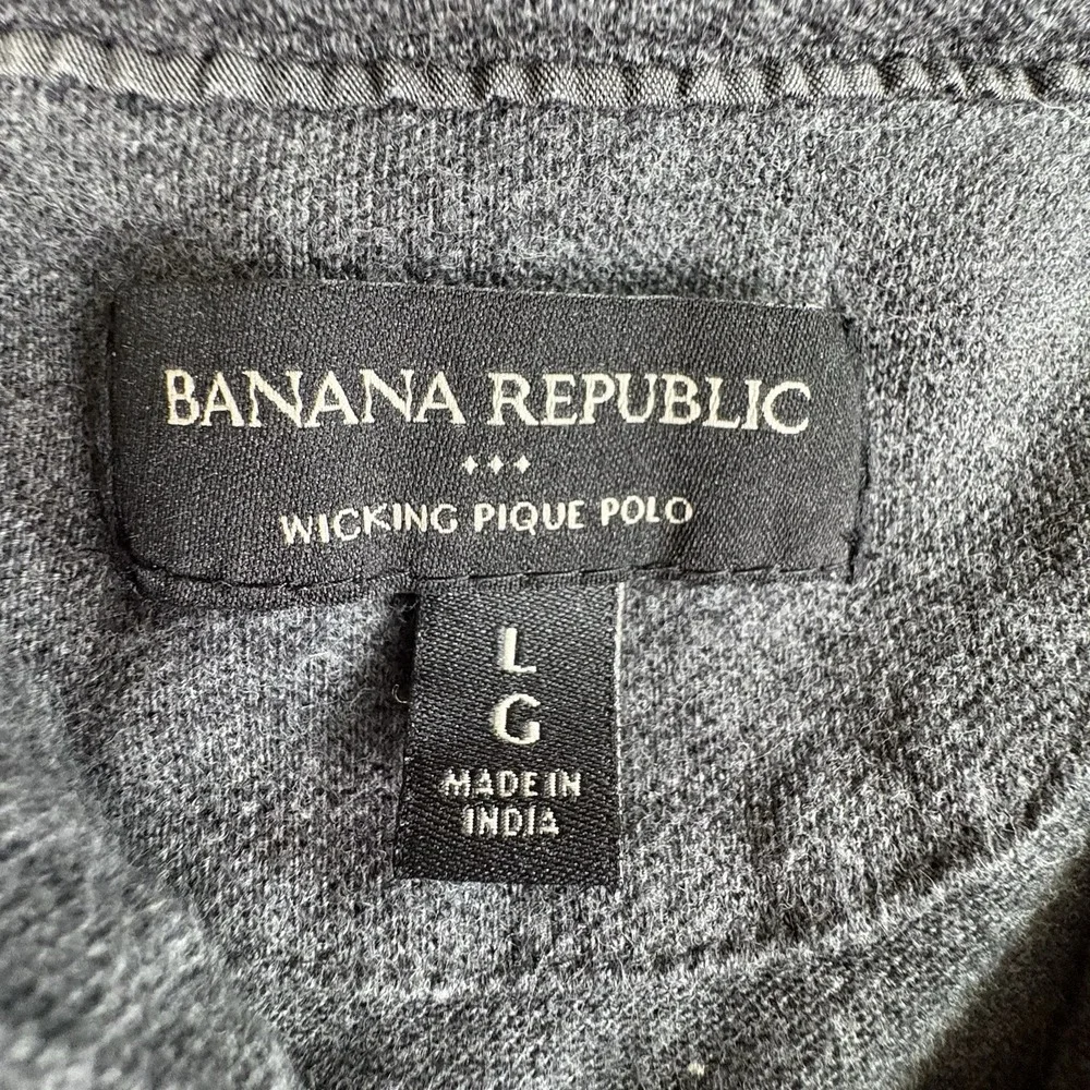 Banana Republic Polo Shirt Men's L‎ Charcoal Piqué Wicking Classic Golf Career